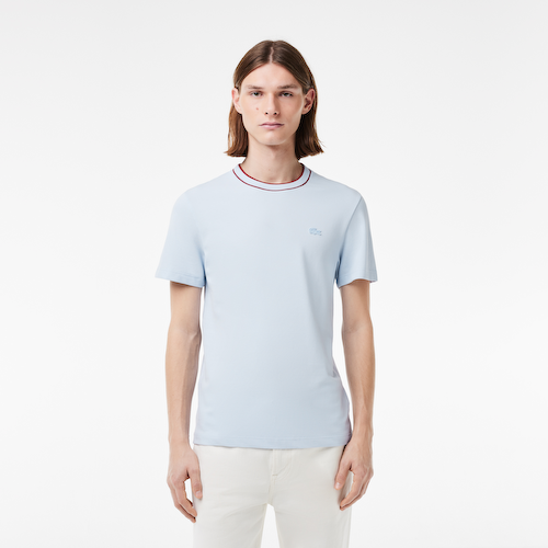 Мужская футболка Lacoste с воротником в полоску из эластичного хлопка #1