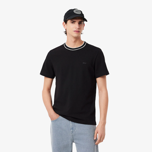 Мужская футболка Lacoste с воротником в полоску из эластичного хлопка #1