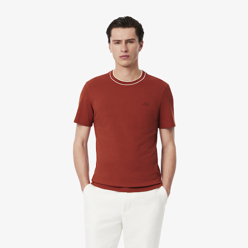 Мужская футболка Lacoste с воротником в полоску из эластичного хлопка #1