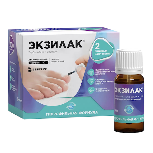 Экзилак лак для ногтей 4%+3% 10г № 1+ пилочка для ногтей 30шт #1