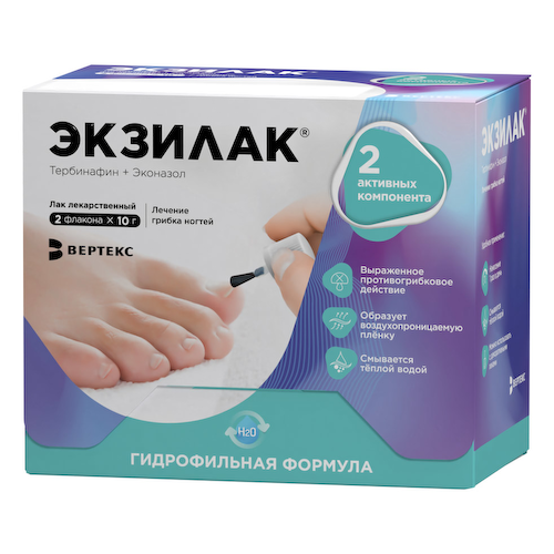 Экзилак лак для ногтей 4%+3% флакон 10г № 2+пилочки № 30 #1