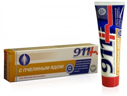 911 гель-бальзам для суставов пчелиный яд 100мл #1