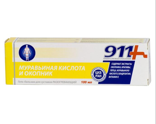911 гель-бальзам для тела для суставов муравьиная кислота   окопник 100мл #1