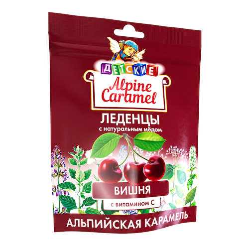 Альпийская карамель леденцы детские с натуральным медом и витамином С вкус вишня 75г #1