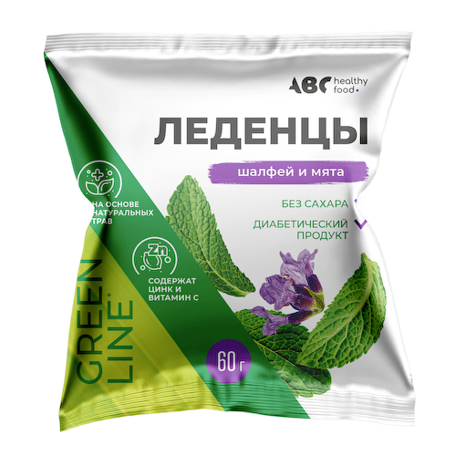 АВС хэлси фуд леденцы с цинком и витамин C шалфей и мята б   сах. 60г #1