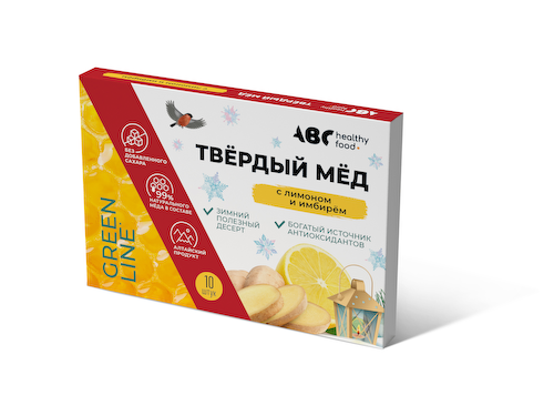 АВС хэлси фуд твердый мед имбирь   лимон 30г #1