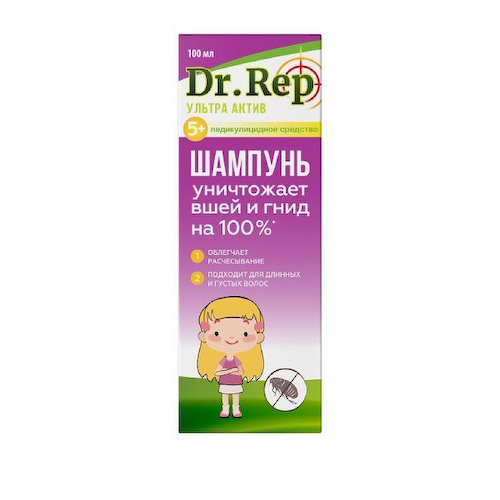 Доктор Реп средство педикулицидное Мирролла перметрин ФОРА+ шампунь 100мл #1