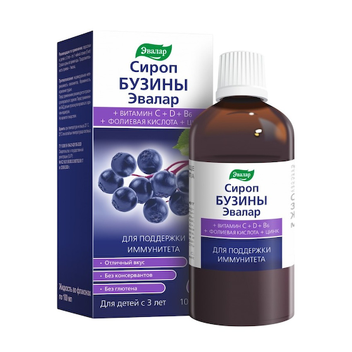 Эвалар сироп бузины 100мл   БАД #1