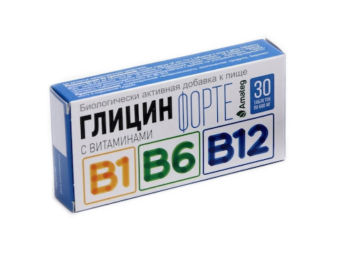 Глицин Форте сердце континента с вит. В1. В6. В12 таблетки 600мг № 30 #1
