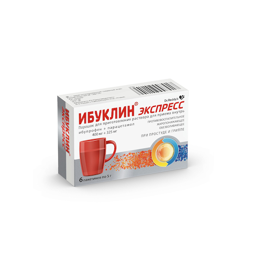 Ибуклин экспресс порошок для приготовления раствора для внутр. прим. 400мг+325мг пак. 5г № 6 #1