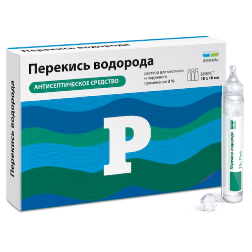 Перекись водорода Реневал раствор для местного и наружного применения 3% тюб.-кап. 10мл № 10 #1