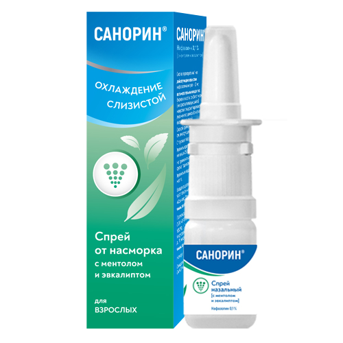 Санорин устройством назальный 0,1% с ментолом и эвкалиптом 10мл #1