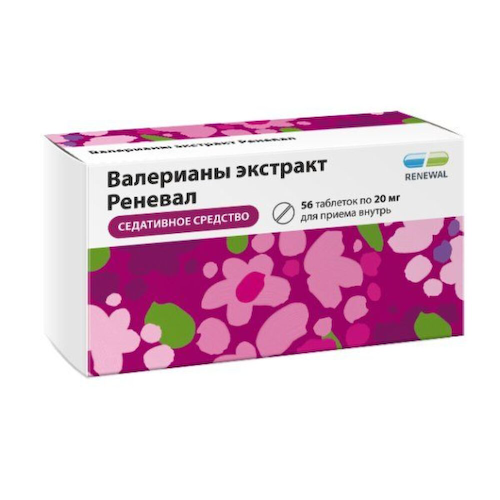 Валерианы экстракт Реневал таблетки покрытые оболочкой пленочной 20мг № 56 #1