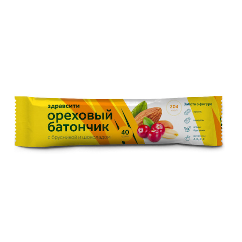 Здравсити Батончик мюсли орех с брусникой с витамином С 40г БАД #1