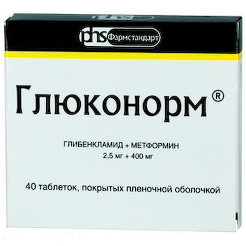 Глюконорм таб. п/о 2.5+400мг №40 #1