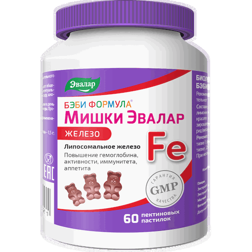Бэби Формула Мишки Железо, пастилки жевательные, 60 шт. #1