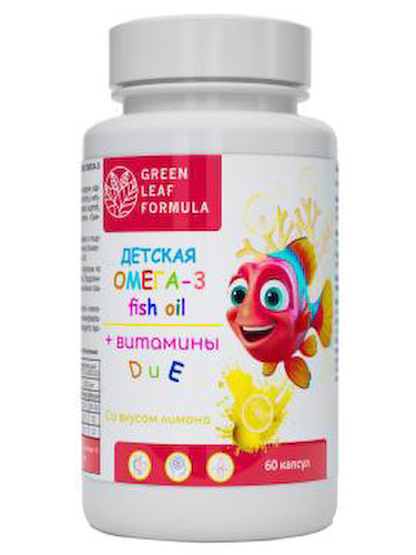 Green Leaf Formula, Детская Омега-3 с витаминами E и D, со вкусом лимона, капсулы, 60 шт. #1