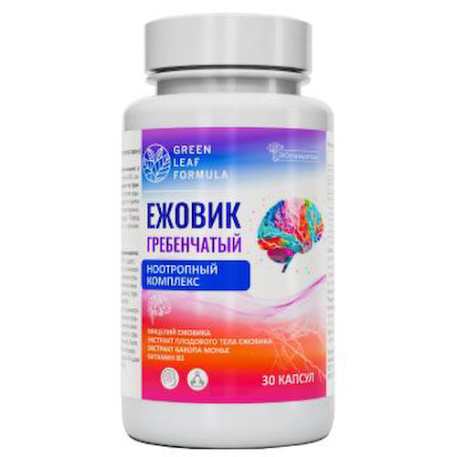 Green Leaf Formula, Ежовик гребенчатый + Бакопа Монье, (ноотропный комплекс), капсулы, 30 шт. #1