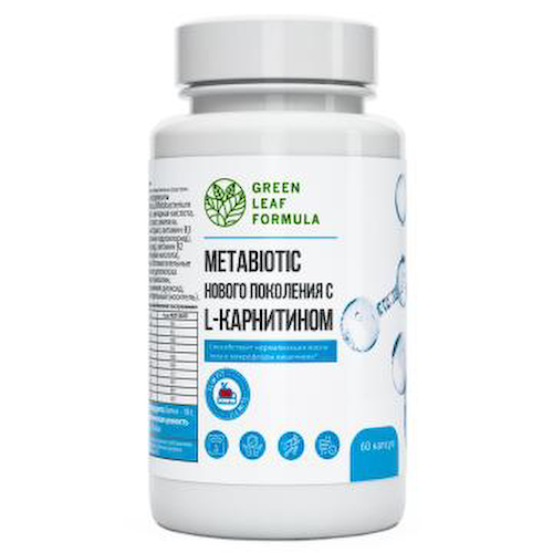 Green Leaf Formula, Метабиотик + L-карнитин, капсулы, 60 шт. #1