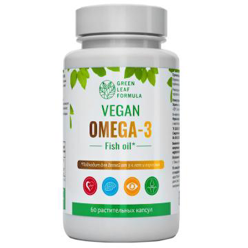 Green Leaf Formula, Омега-3, растительные капсулы, 60 шт. #1