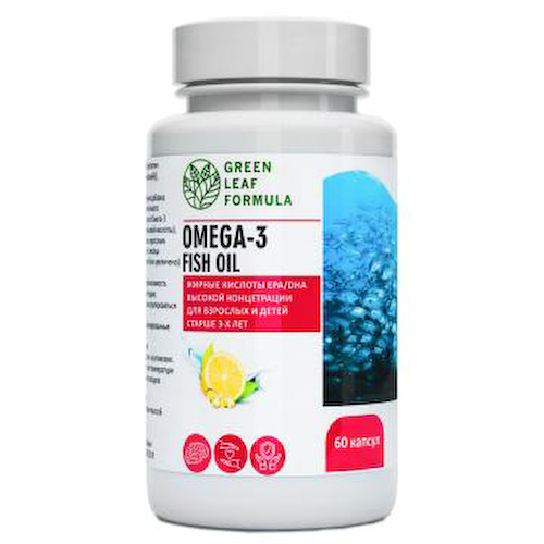 Green Leaf Formula, Омега-3, со вкусом лимона, капсулы, 60 шт. #1
