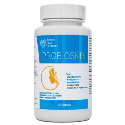 Green Leaf Formula, PROBIOSKIN (комплекс для здоровья кожи и кишечника), капсулы, 60 шт. #1