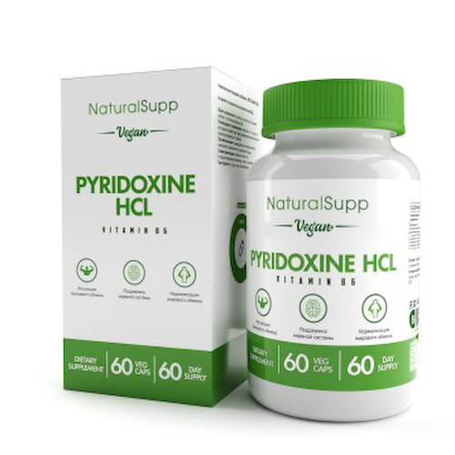 NaturalSupp, Витамин B6 (пиридоксина гидрохлорид), капсулы (веган), 60 шт. #1