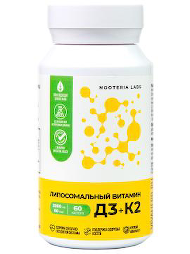 Nooteria Labs, Липосомальный витамин D3+K2, капсулы, 60 шт. #1