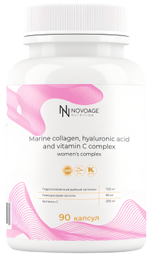 NOVOAGE nutrition, Морской коллаген с гиалуроновой кислотой и витамином С, капсулы, 90 шт. #1