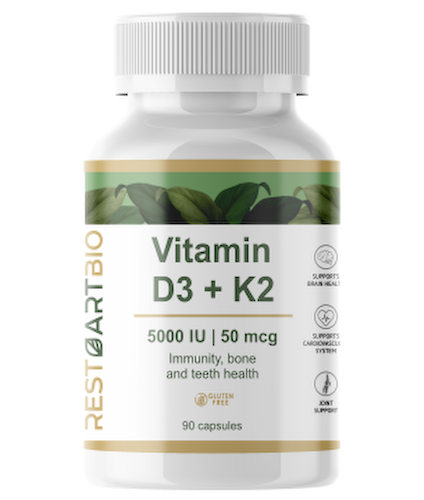 Restartbio, Витамин D3 (5000 МЕ) + К2 (МК-7), капсулы, 90 шт. #1