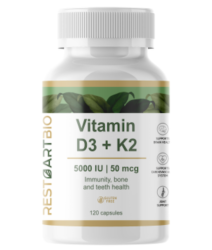 Restartbio, Витамин D3 (5000 МЕ) + К2 (МК-7), капсулы, 120 шт. #1
