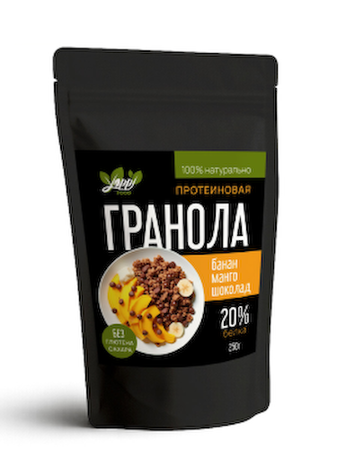 Yappi, Протеиновая гранола без сахара манго-шоколад, 250 г #1