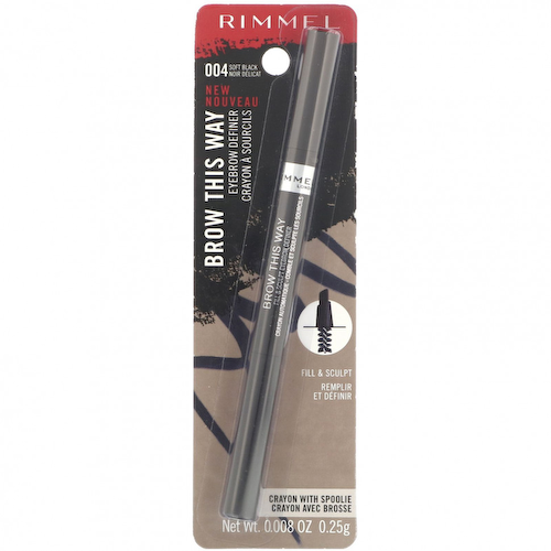 Rimmel London, Карандаш для бровей Brow This Way, оттенок 004 мягкий черный, 0,25 г #1