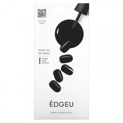 Edgeu, Гелевые обертывания для ногтей Perfect, ENA905, черный, набор из 16 полосок #1