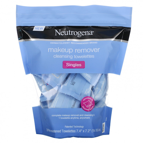 Neutrogena, очищающие салфетки для снятия макияжа, одиночные, 20 влажных салфеток #1