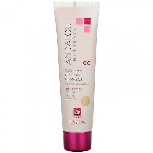 Andalou Naturals, 1000 роз, CC Color + Correct, для чувствительной кожи, SPF 30, чистый бежевый, 58 мл (2 жидк. унции) #1