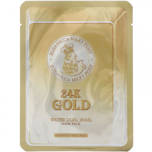 Elizavecca, Milky Piggy, 24k Gold Water Dual Snail, упаковка тканевых масок с золотом и секретом улитки, 10 шт., по 25 г (0,88 унции) #1