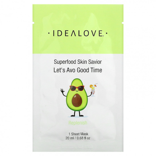 Idealove, Superfood Skin Savior, Let's Avo Good Time, 1 тканевая маска, 20 мл (0,68 жидк. Унции) #1