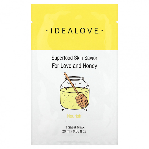 Idealove, Superfood Skin Savior, от любви и меда, 1 тканевая маска, 20 мл (0,68 жидк. Унции) #1