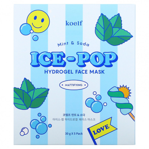 Koelf, Гидрогелевая маска для лица Ice-Pop, с мятой и содовой, 5 шт., 30 г #1
