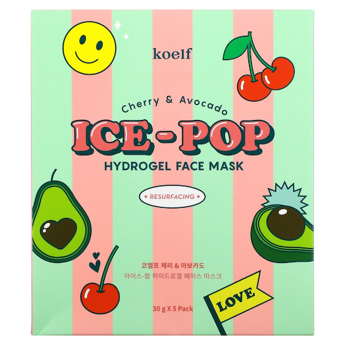 Koelf, Гидрогелевая маска для лица Ice-Pop, с вишней и авокадо, 5 шт., 30 г #1