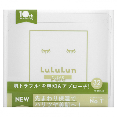 Lululun, Pure Clear, Beauty Sheet Mask, белая 6FB, 32 шт., 500 мл (17 жидк. Унций) #1