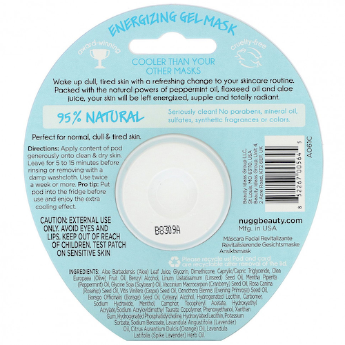Nugg, Total Refresh Energizing Gel Mask, 0.33 fl oz (10 ml) #1