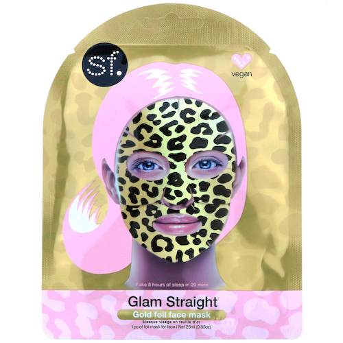 SFGlow, Glam Straight, тканевая маска для лица с золотой фольгой, 1 шт, 25 мл (0,85 унции) #1
