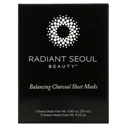 Radiant Seoul, тканевые маски с древесным углем для восстановления баланса, 5 шт., 25 мл (0,85 унции) каждая #1