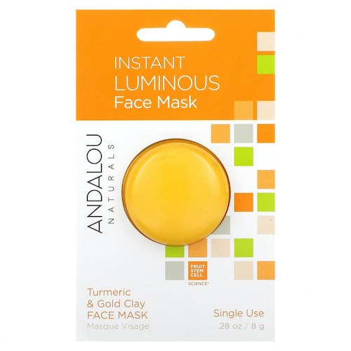 Andalou Naturals, мгновенное сияние, маска для лица с куркумой и золотой глиной, 8 г (0,28 унции) #1