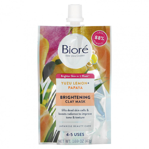 Biore, Brightening Clay Mask, Yuzu Lemon + Papaya, 1.69 oz (47 g) #1