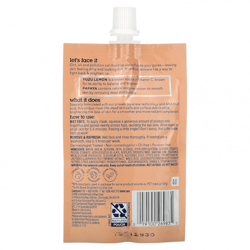Biore, Brightening Clay Mask, Yuzu Lemon + Papaya, 1.69 oz (47 g) #1