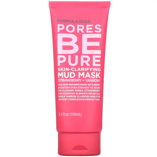 Formula 10.0.6, Pores Be Pure, Skin-Clarifying Mud Mask, Strawberry + Yarrow, 3.4 fl oz (100 ml) #1
