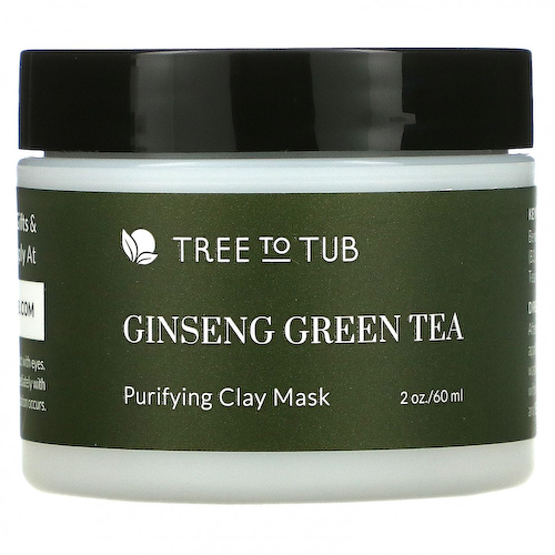 Tree To Tub, Маска с активированным углем и глиной для чувствительной кожи, с женьшенем и зеленым чаем, 60 мл (2 жидк. Унции) #1